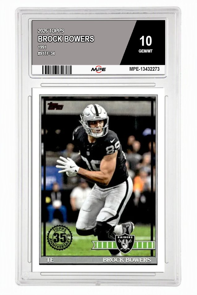 2026 TOPPS 1991 #91TF-34 BROCK BOWERS MPE 10 GEM/MT — graded card auctioned from the MPE vault