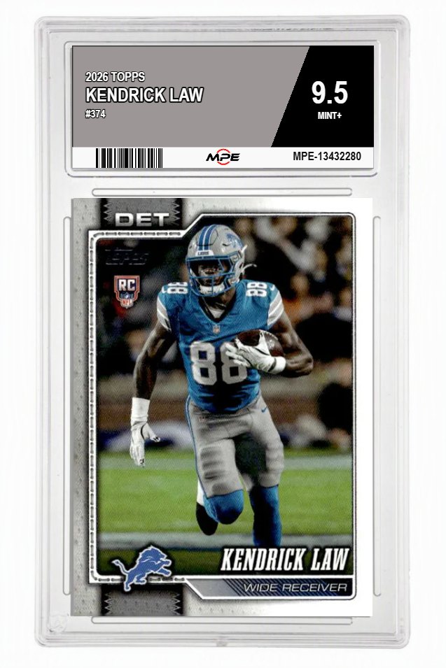2026 TOPPS #374 KENDRICK LAW MPE 9.5 MINT+ — graded card auctioned from the MPE vault