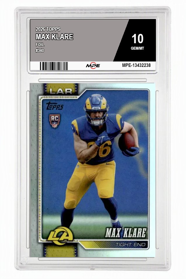 2026 TOPPS FOIL #340 MAX KLARE MPE 10 GEM/MT — graded card auctioned from the MPE vault