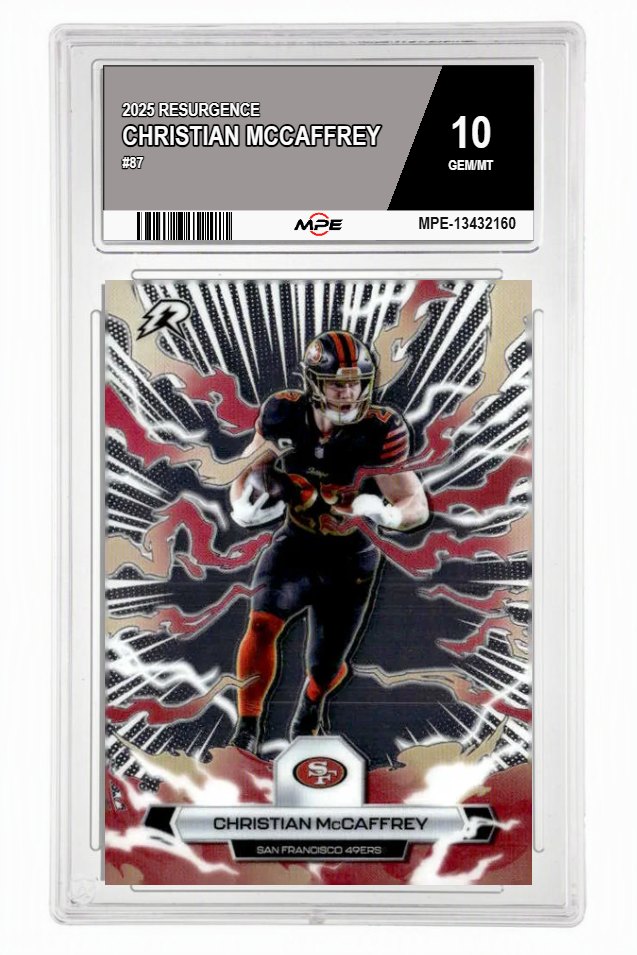 2025 RESURGENCE #87 CHRISTIAN MCCAFFREY MPE 10 GEM/MT — graded card auctioned from the MPE vault