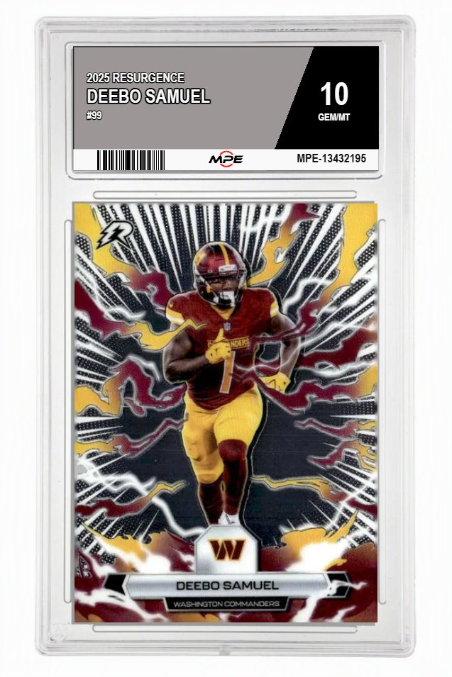 2025 RESURGENCE #99 DEEBO SAMUEL MPE 10 GEM/MT — graded card auctioned from the MPE vault