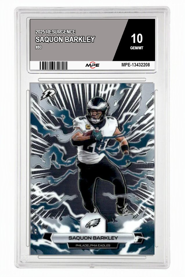 2025 RESURGENCE #80 SAQUON BARKLEY MPE 10 GEM/MT — graded card auctioned from the MPE vault