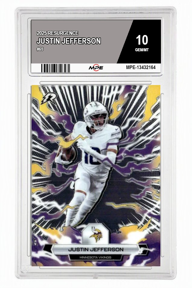 2025 RESURGENCE #65 JUSTIN JEFFERSON MPE 10 GEM/MT — graded card auctioned from the MPE vault