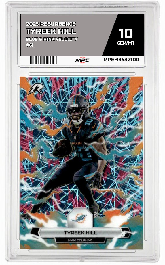 2025 RESURGENCE BLUE & PINK VELOCITY #61 TYREEK HILL MPE 10 GEM/MT — graded card auctioned from the MPE vault