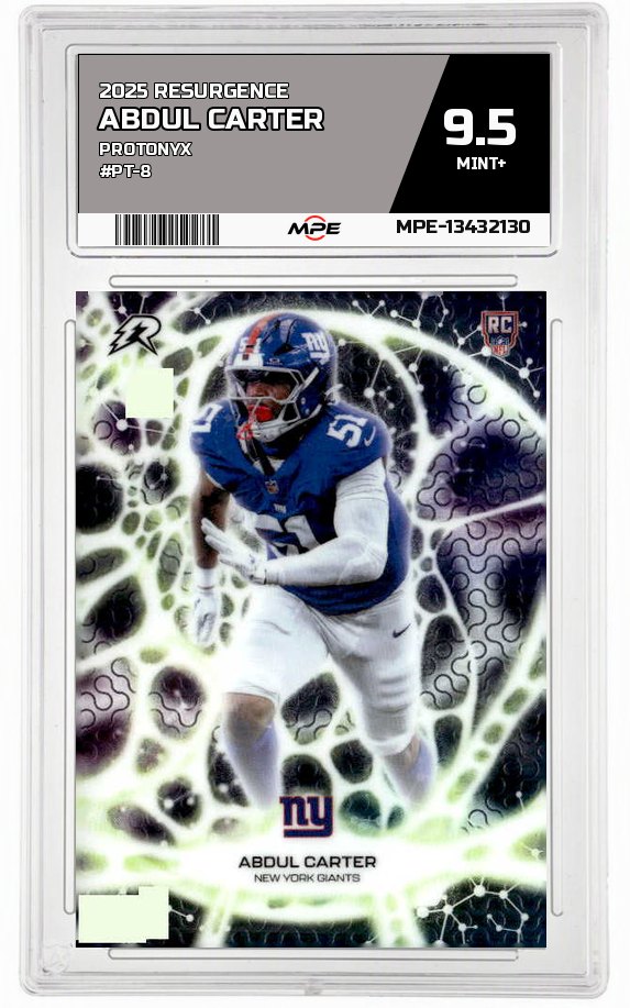 2025 RESURGENCE PROTONYX #PT-8 ABDUL CARTER MPE 9.5 MINT+ — graded card auctioned from the MPE vault