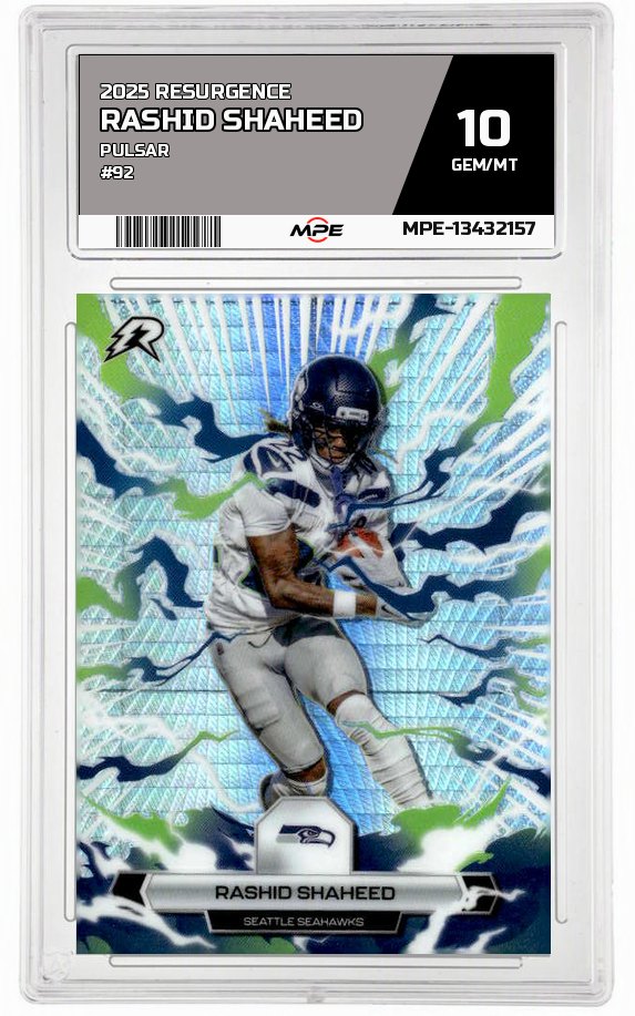 2025 RESURGENCE PULSAR #92 RASHID SHAHEED MPE 10 GEM/MT — graded card auctioned from the MPE vault