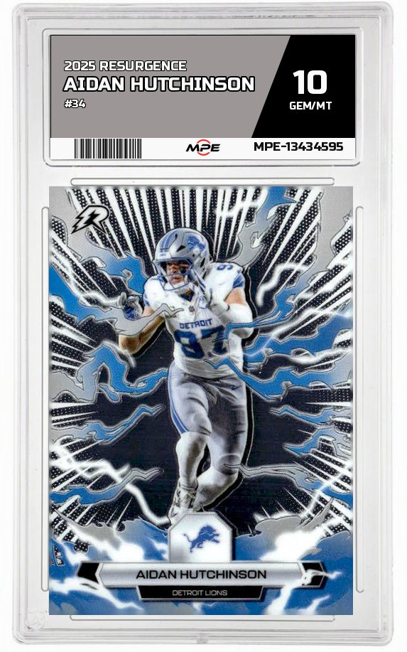 2025 RESURGENCE #34 AIDAN HUTCHINSON MPE 10 GEM/MT — graded card auctioned from the MPE vault