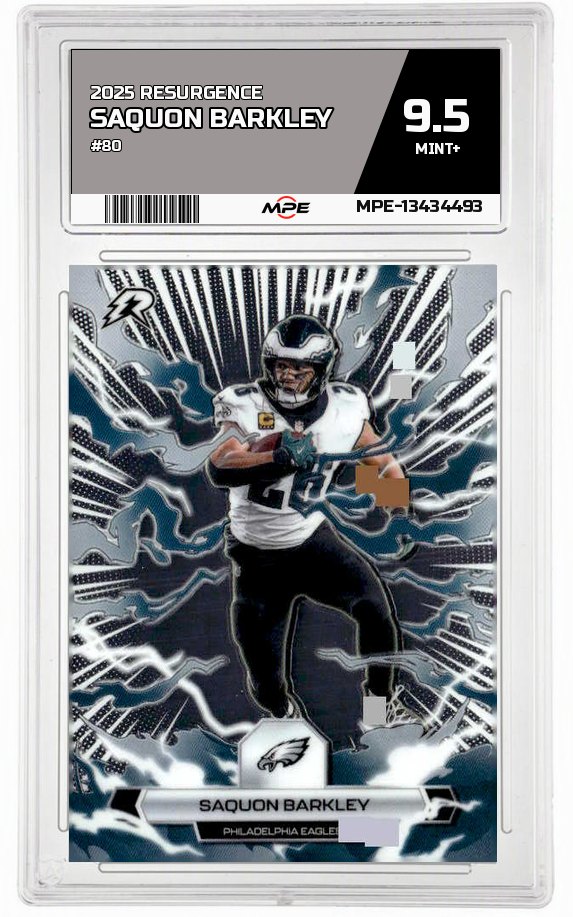 2025 RESURGENCE #80 SAQUON BARKLEY MPE 9.5 MINT+ — graded card up for auction