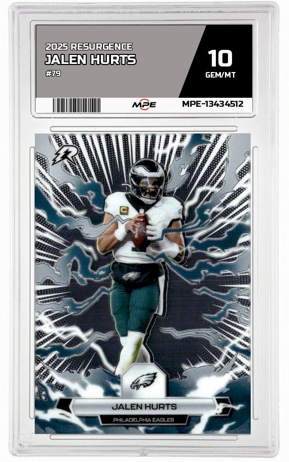 2025 RESURGENCE #79 JALEN HURTS MPE 10 GEM/MT — graded card auctioned from the MPE vault