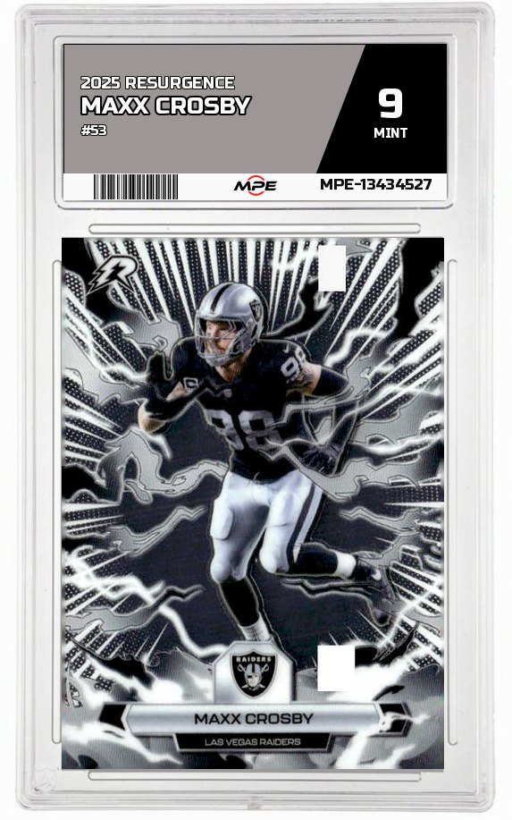 2025 RESURGENCE #53 MAXX CROSBY MPE 9 MINT — graded card auctioned from the MPE vault