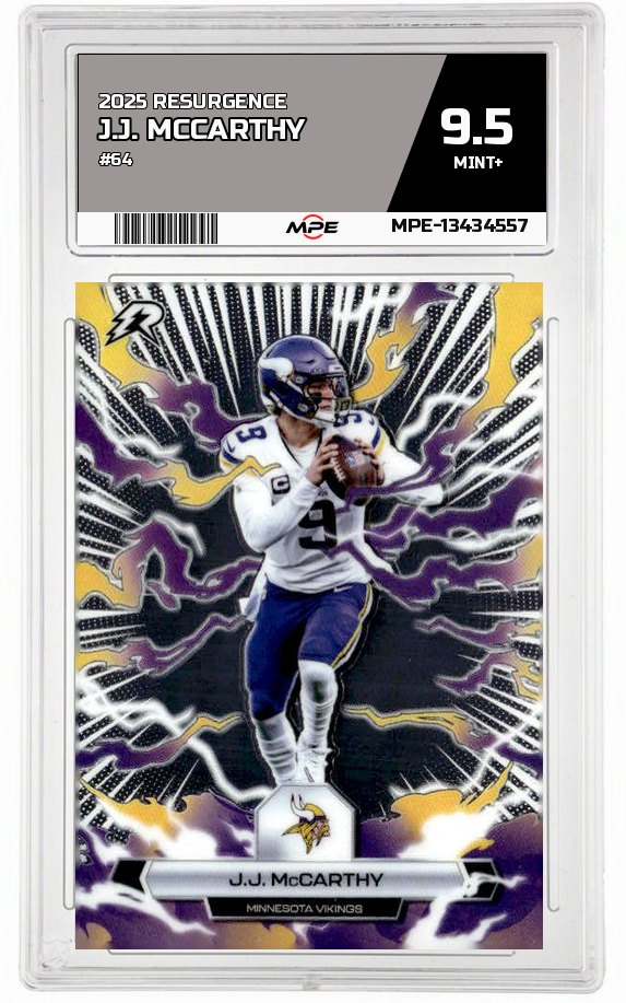 2025 RESURGENCE #64 J.J. MCCARTHY MPE 9.5 MINT+ — graded card auctioned from the MPE vault