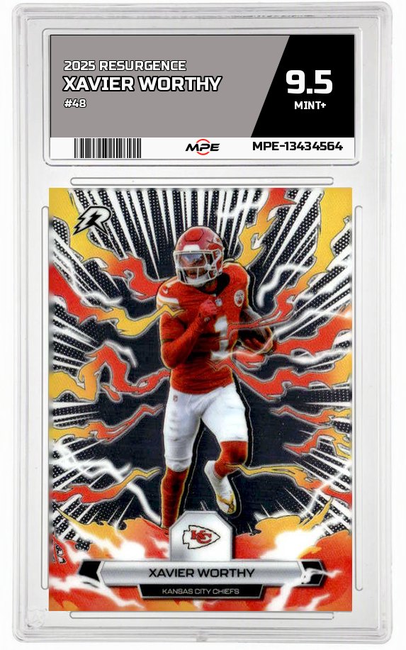 2025 RESURGENCE #48 XAVIER WORTHY MPE 9.5 MINT+ — graded card auctioned from the MPE vault