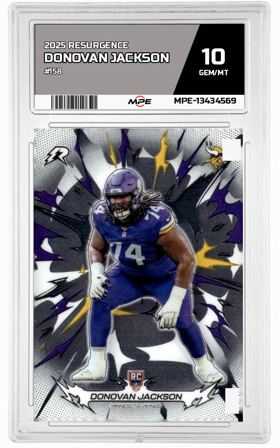 2025 RESURGENCE #158 DONOVAN JACKSON MPE 10 GEM/MT — graded card auctioned from the MPE vault