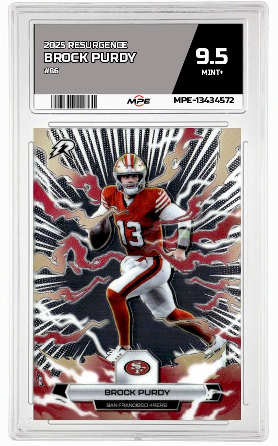 2025 RESURGENCE #86 BROCK PURDY MPE 9.5 MINT+ — graded card up for auction