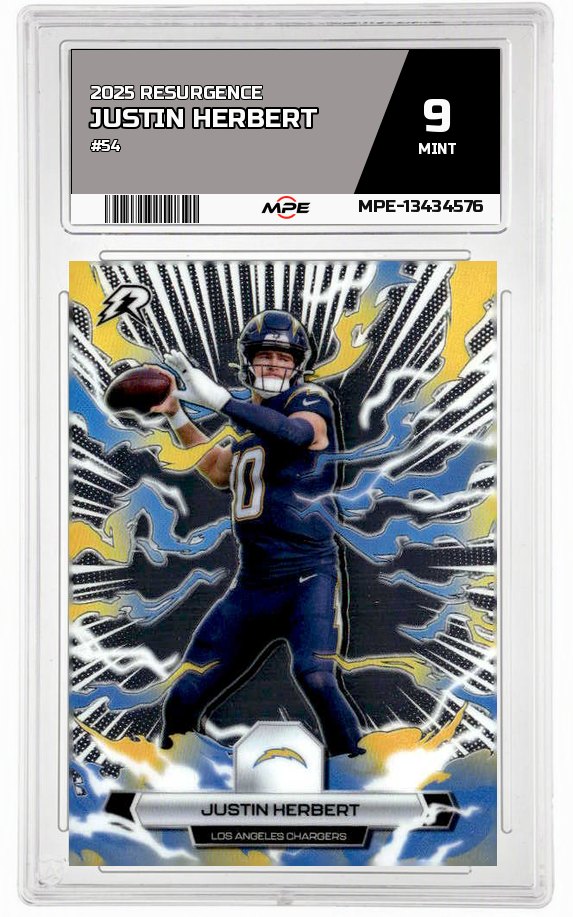 2025 RESURGENCE #54 JUSTIN HERBERT MPE 9 MINT — graded card up for auction
