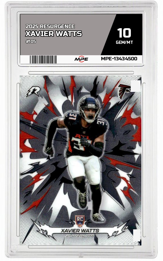 2025 RESURGENCE #105 XAVIER WATTS MPE 10 GEM/MT — graded card auctioned from the MPE vault