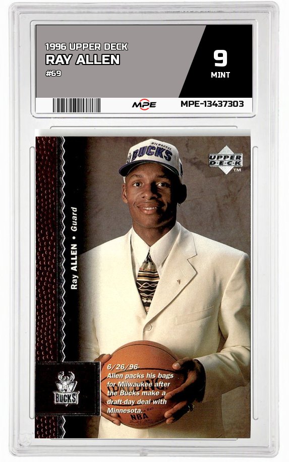 1996 UPPER DECK #69 RAY ALLEN MPE 9 MINT — graded card auctioned from the MPE vault