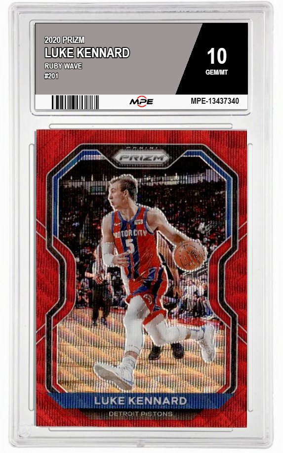 2020 PRIZM RUBY WAVE #201 LUKE KENNARD MPE 10 GEM/MT — graded card auctioned from the MPE vault
