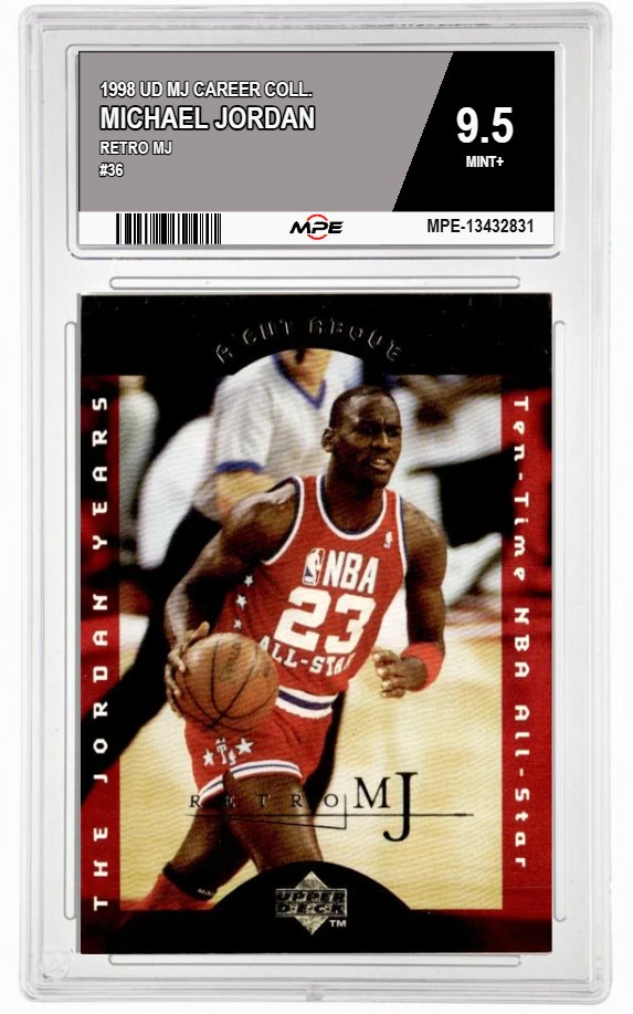 1998 UD MJ CAREER COLL. RETRO MJ #36 MICHAEL JORDAN MPE 9.5 MINT+ — graded card auctioned from the MPE vault