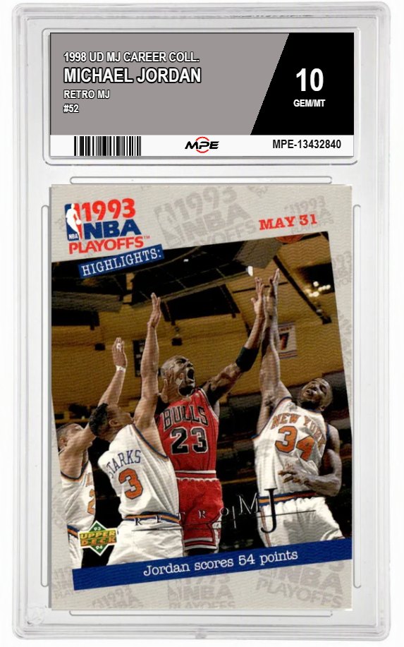 1998 UD MJ CAREER COLL. RETRO MJ #52 MICHAEL JORDAN MPE 10 GEM/MT — graded card auctioned from the MPE vault
