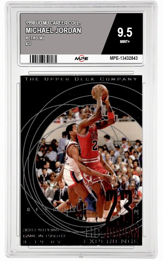 1998 UD MJ CAREER COLL. RETRO MJ #37 MICHAEL JORDAN MPE 9.5 MINT+ — graded card auctioned from the MPE vault