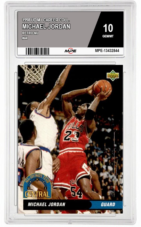 1998 UD MJ CAREER COLL. RETRO MJ #44 MICHAEL JORDAN MPE 10 GEM/MT — graded card auctioned from the MPE vault