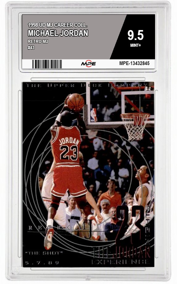 1998 UD MJ CAREER COLL. RETRO MJ #43 MICHAEL JORDAN MPE 9.5 MINT+ — graded card auctioned from the MPE vault