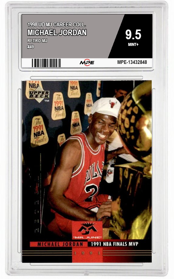 1998 UD MJ CAREER COLL. RETRO MJ #49 MICHAEL JORDAN MPE 9.5 MINT+ — graded card auctioned from the MPE vault