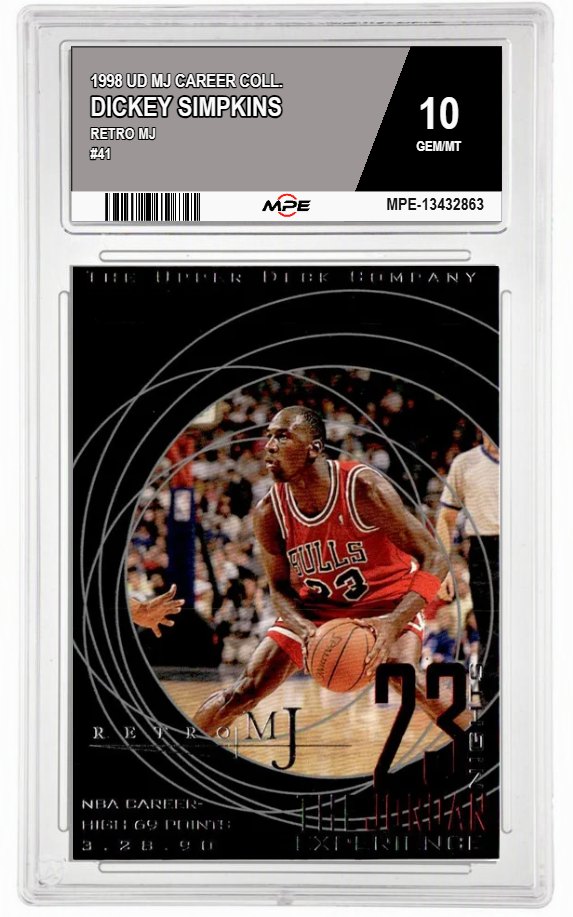 1998 UD MJ CAREER COLL. RETRO MJ #41 DICKEY SIMPKINS MPE 10 GEM/MT — graded card auctioned from the MPE vault