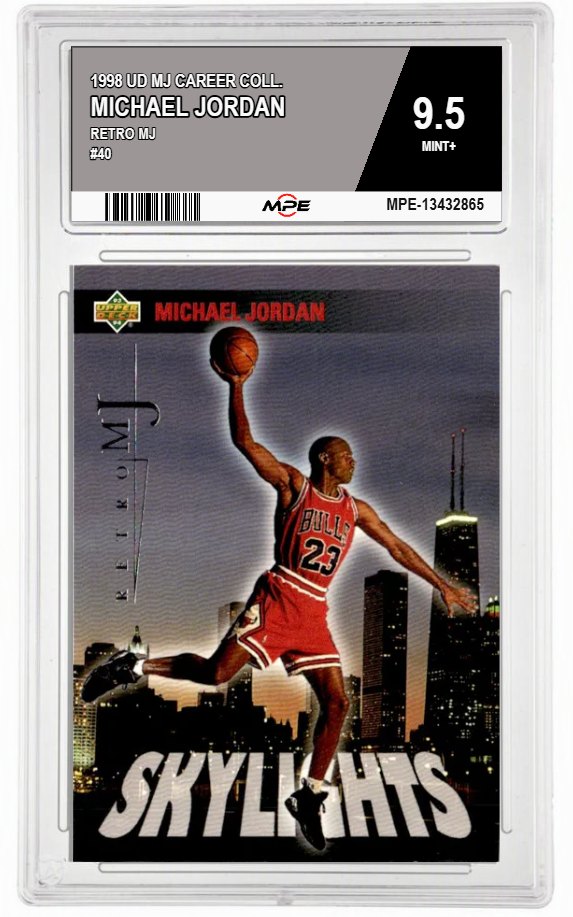 1998 UD MJ CAREER COLL. RETRO MJ #40 MICHAEL JORDAN MPE 9.5 MINT+ — graded card auctioned from the MPE vault