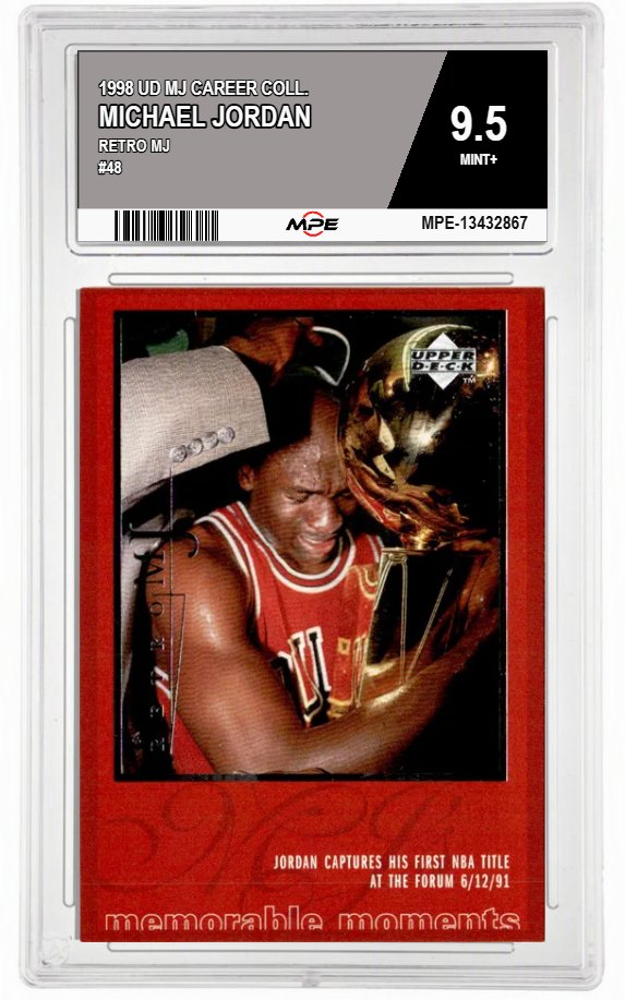 1998 UD MJ CAREER COLL. RETRO MJ #48 MICHAEL JORDAN MPE 9.5 MINT+ — graded card auctioned from the MPE vault