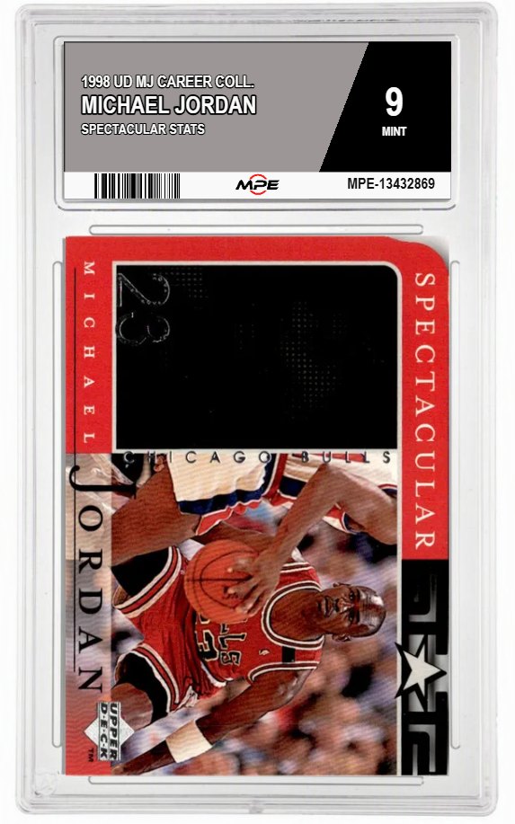 1998 UD MJ CAREER COLL. SPECTACULAR STATS MICHAEL JORDAN MPE 9 MINT — graded card auctioned from the MPE vault