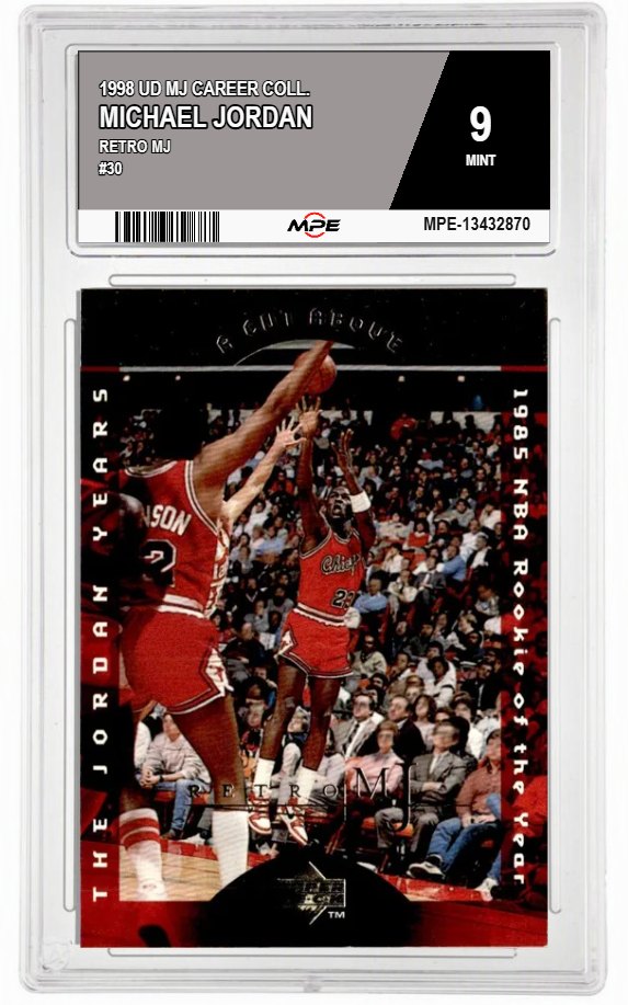 1998 UD MJ CAREER COLL. RETRO MJ #30 MICHAEL JORDAN MPE 9 MINT — graded card auctioned from the MPE vault