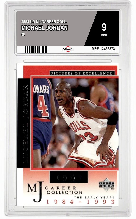 1998 UD MJ CAREER COLL. #8 MICHAEL JORDAN MPE 9 MINT — graded card auctioned from the MPE vault
