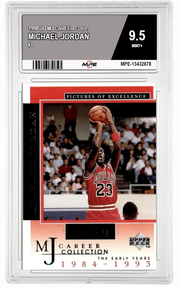 1998 UD MJ CAREER COLL. #3 MICHAEL JORDAN MPE 9.5 MINT+ — graded card auctioned from the MPE vault