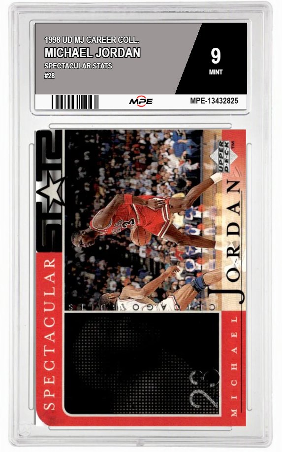 1998 UD MJ CAREER COLL. SPECTACULAR STATS #28 MICHAEL JORDAN MPE 9 MINT — graded card auctioned from the MPE vault