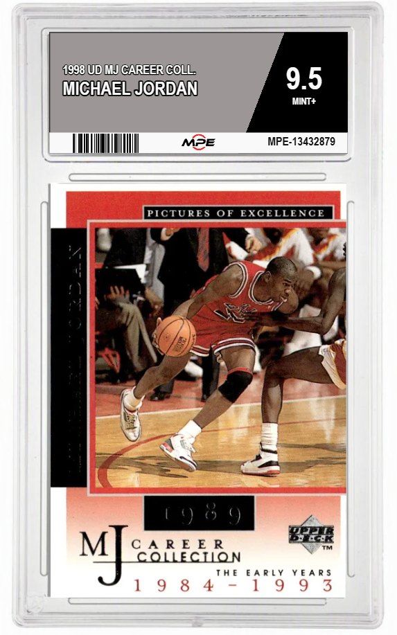 1998 UD MJ CAREER COLL. MICHAEL JORDAN MPE 9.5 MINT+ — graded card auctioned from the MPE vault