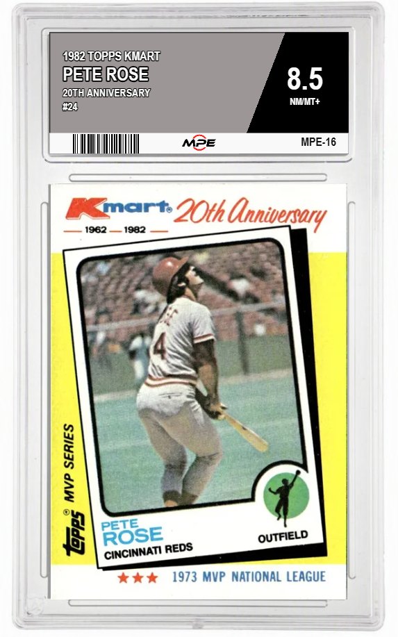 1982 TOPPS KMART 20TH ANNIVERSARY #24 PETE ROSE MPE 8.5 NM/MT+ — graded card auctioned from the MPE vault