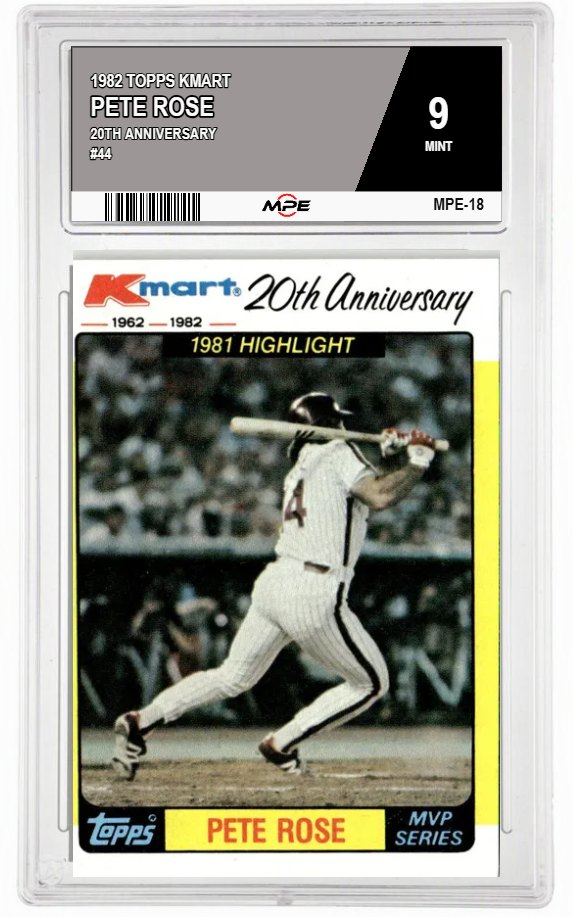 1982 TOPPS KMART 20TH ANNIVERSARY #44 PETE ROSE MPE 9 MINT — graded card auctioned from the MPE vault