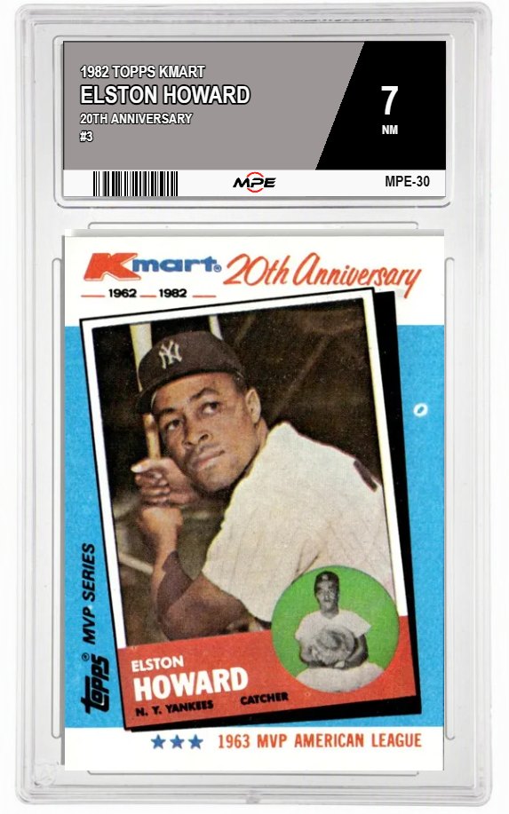 1982 TOPPS KMART 20TH ANNIVERSARY #3 ELSTON HOWARD MPE 7 NM — graded card auctioned from the MPE vault