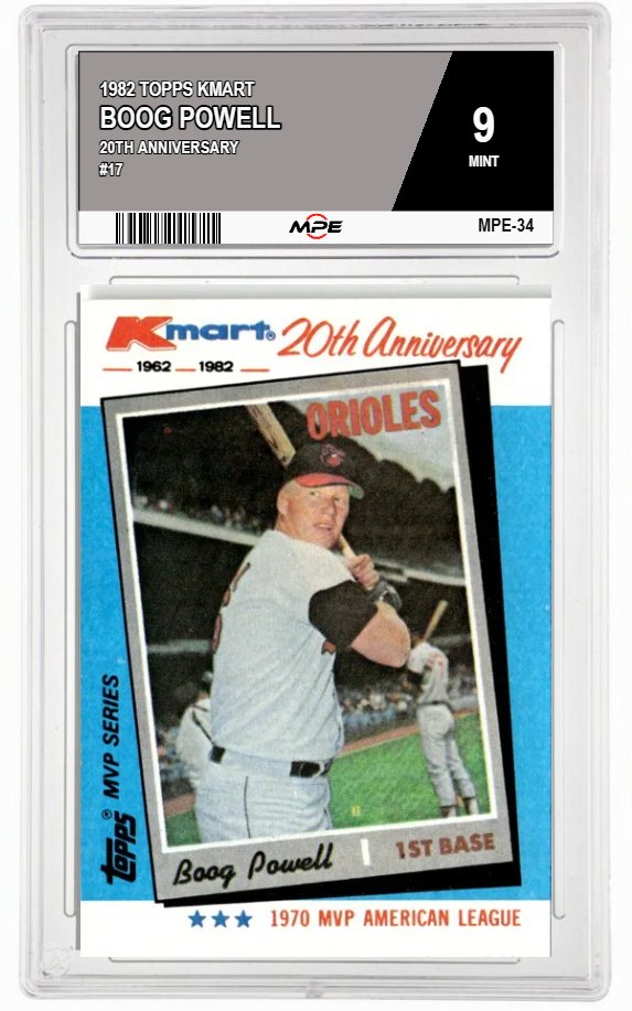 1982 TOPPS KMART 20TH ANNIVERSARY #17 BOOG POWELL MPE 9 MINT — graded card auctioned from the MPE vault