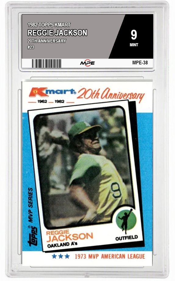 1982 TOPPS KMART 20TH ANNIVERSARY #23 REGGIE JACKSON MPE 9 MINT — graded card auctioned from the MPE vault