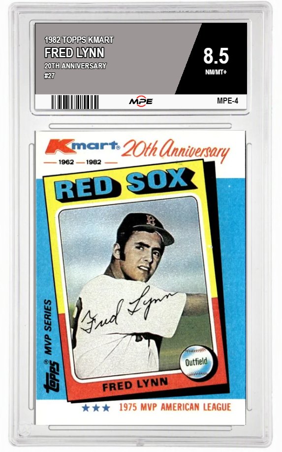 1982 TOPPS KMART 20TH ANNIVERSARY #27 FRED LYNN MPE 8.5 NM/MT+ — graded card auctioned from the MPE vault
