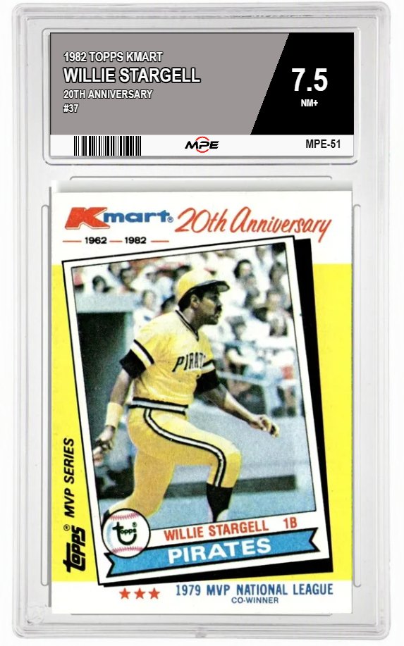 1982 TOPPS KMART 20TH ANNIVERSARY #37 WILLIE STARGELL MPE 7.5 NM+ — graded card auctioned from the MPE vault