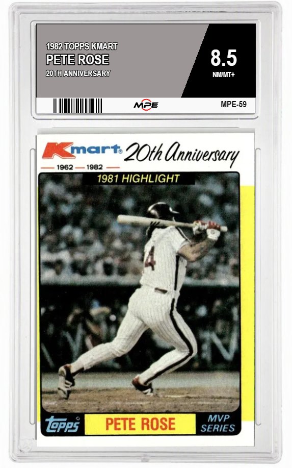 1982 TOPPS KMART 20TH ANNIVERSARY PETE ROSE MPE 8.5 NM/MT+ — graded card auctioned from the MPE vault
