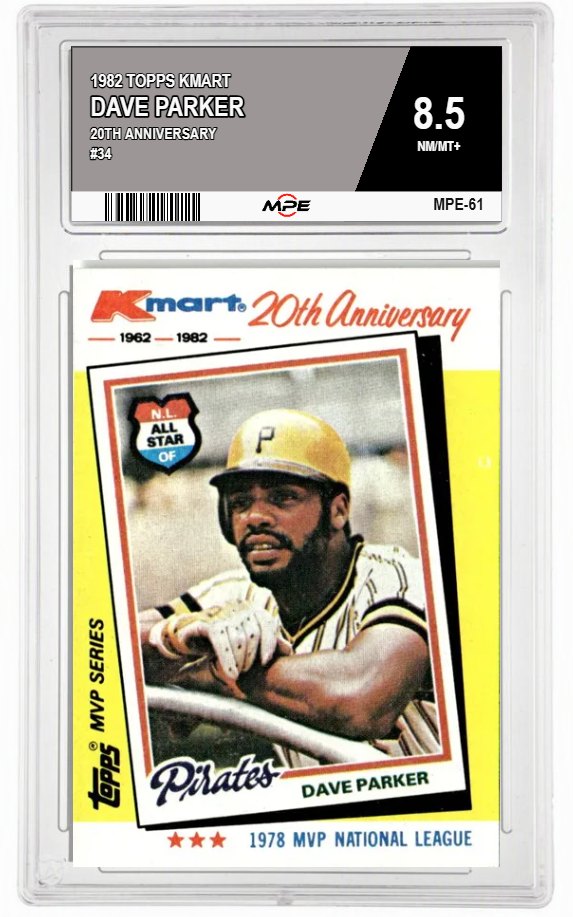 1982 TOPPS KMART 20TH ANNIVERSARY #34 DAVE PARKER MPE 8.5 NM/MT+ — graded card auctioned from the MPE vault