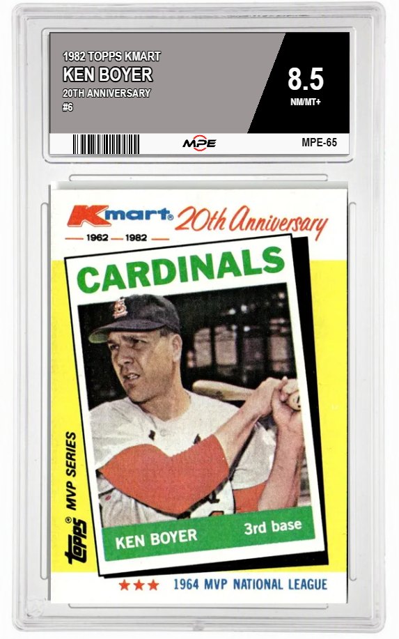 1982 TOPPS KMART 20TH ANNIVERSARY #6 KEN BOYER MPE 8.5 NM/MT+ — graded card auctioned from the MPE vault