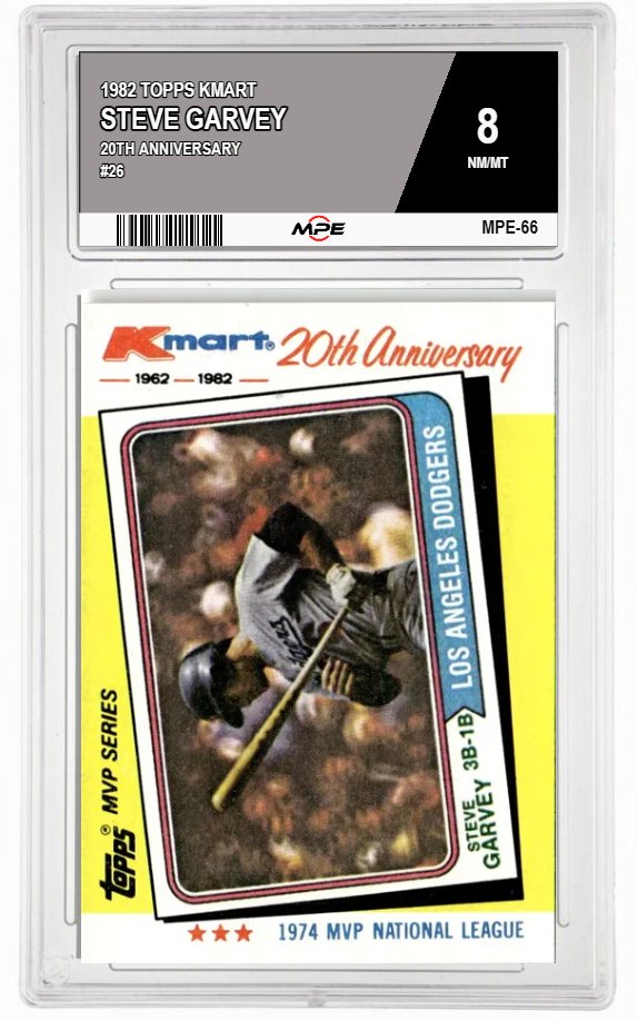 1982 TOPPS KMART 20TH ANNIVERSARY #26 STEVE GARVEY MPE 8 NM/MT — graded card auctioned from the MPE vault