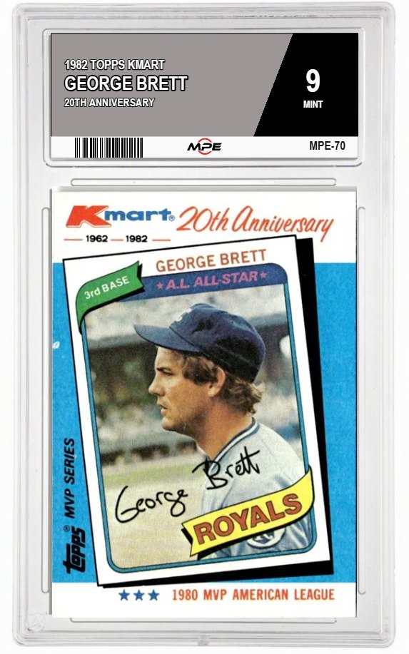 1982 TOPPS KMART 20TH ANNIVERSARY GEORGE BRETT MPE 9 MINT — graded card auctioned from the MPE vault