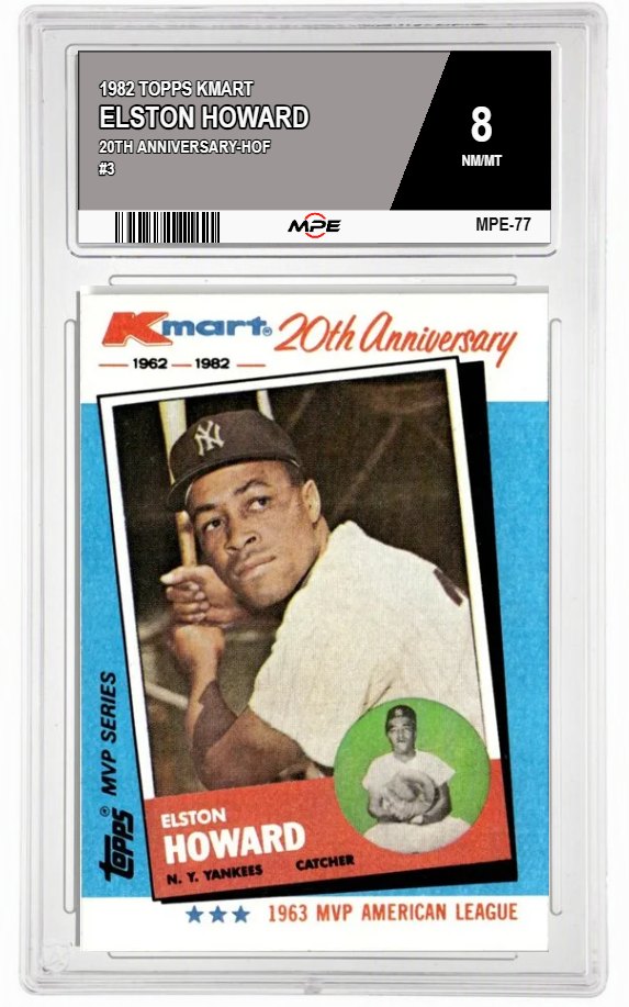 1982 TOPPS KMART 20TH ANNIVERSARY-HOF #3 ELSTON HOWARD MPE 8 NM/MT — graded card auctioned from the MPE vault